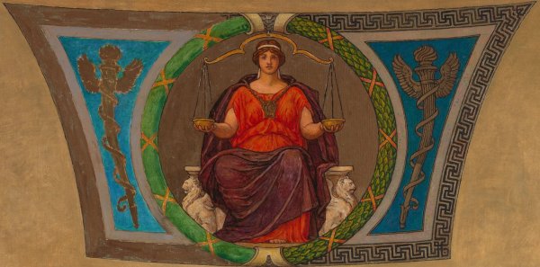Main Product Photo of Sketch for Mosaic, Wisconsin State Capital, 'Justice' Painting by Kenyon Cox