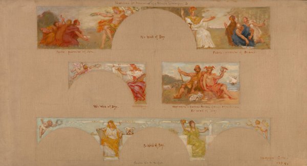Main Product Photo of Sketches for a Decoration of a Private Library 'B' Painting by Kenyon Cox
