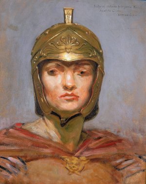 Study for Mural for Appellate Court Building, New York;Statute Law;, Helmet for Figure of Force by Kenyon Cox Oil Painting