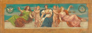 The Common Law, Study for Left Panel of 'The Reign of Law,'Frieze for Appellate Court, New York by Kenyon Cox Oil Painting