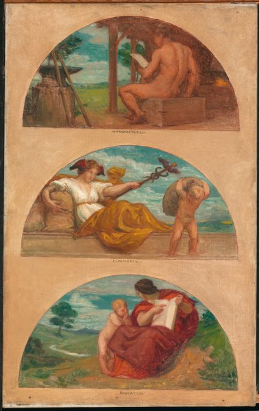 Main Product Photo of The Progress of Civilization; The Forge, Commerce, and Education  Painting by Kenyon Cox