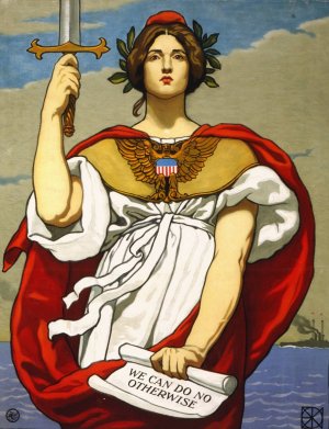 The sword is drawn, the Navy upholds it! by Kenyon Cox Oil Painting