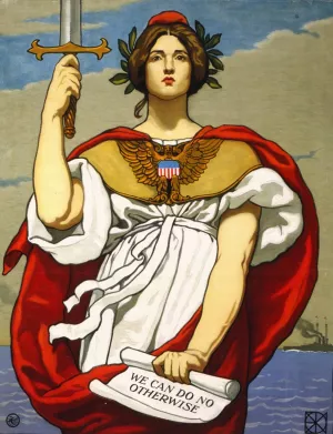 The sword is drawn, the Navy upholds it! by Kenyon Cox Oil Painting