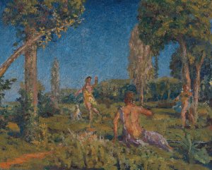 Artemis with a dog and two companions at a spring by Ker Xavier Roussel Oil Painting