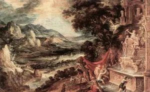 Landscape with Acteon and Diana painting by Kerstiaen De Keuninck