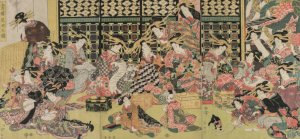A Picture of the Viewing in the Pleasure Quarters by Kikukawa Eizan Oil Painting