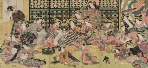 A Picture of the Viewing in the Pleasure Quarters by Kikukawa Eizan Oil Painting