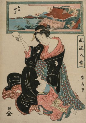 Autumn Moon at the Temple Ishiyamadera from the series Fashionable Eight Views by Kikukawa Eizan Oil Painting