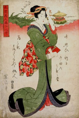 Descending Geese at Katata by Kikukawa Eizan Oil Painting