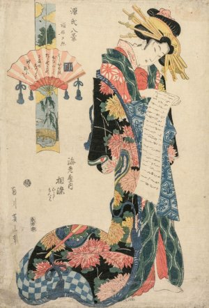 The Courtesan Aizome of the Ebiya by Kikukawa Eizan Oil Painting