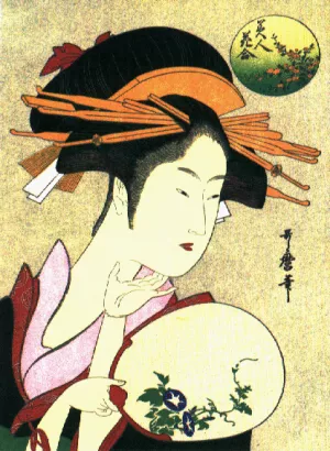 A Beauty by Kitagawa Utamaro - Oil Painting Reproduction