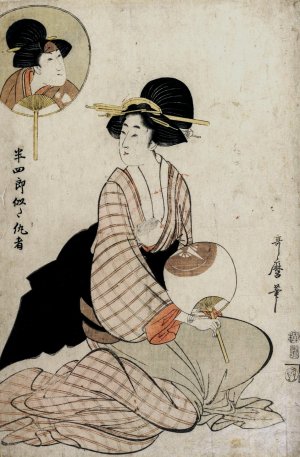 An Attractive Woman Who Looks Like the Actor Iwai Hanshiro V by Kitagawa Utamaro Oil Painting