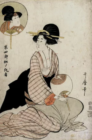 An Attractive Woman Who Looks Like the Actor Iwai Hanshiro V by Kitagawa Utamaro Oil Painting