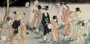 Catching Fireflies by Kitagawa Utamaro Oil Painting