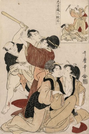 Chushingura: Act III of The Storehouse of Loyalty by Kitagawa Utamaro Oil Painting