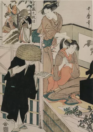 Chushingura: Act IX of The Storehouse of Loyalty by Kitagawa Utamaro Oil Painting