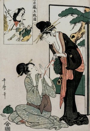 Chushingura: Act V of The Storehouse of Loyalty by Kitagawa Utamaro Oil Painting