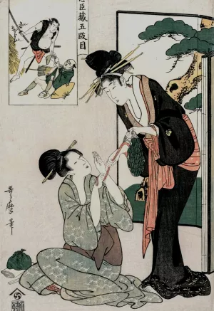 Chushingura: Act V of The Storehouse of Loyalty by Kitagawa Utamaro Oil Painting