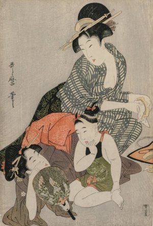 Cleaning Combs by Kitagawa Utamaro Oil Painting