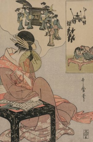 Courtesan Dreaming of a Marriage Procession by Kitagawa Utamaro Oil Painting