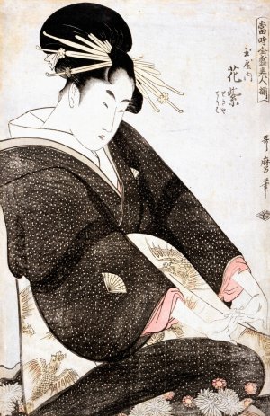 Courtesan Hanamurasaki of Tamaya by Kitagawa Utamaro Oil Painting