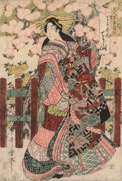 Courtesan  by Kitagawa Utamaro - Hand-Painted Oil Painting Reproduction