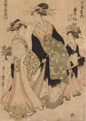 Courtesans and Attendants by Kitagawa Utamaro Oil Painting