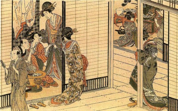 Main Product Photo of Cyprians Attending Upon Their Femiliar Guests Painting by Kitagawa Utamaro