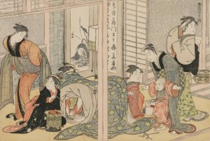 Elegant Pleasures of the Four Seasons by Kitagawa Utamaro Oil Painting
