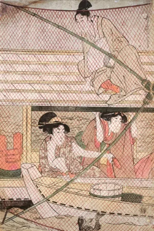Fishing with a Four-Armed Scoop-net by Kitagawa Utamaro Oil Painting