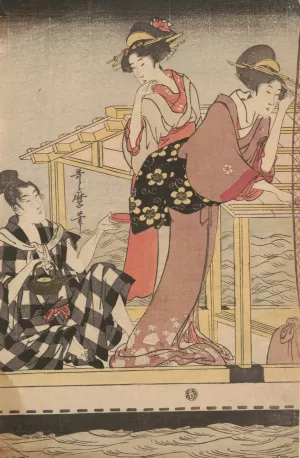 Fishing with a Four-Armed Scoop-net by Kitagawa Utamaro Oil Painting