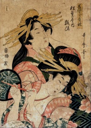 Half-length Portrait of Two Courtesans by Kitagawa Utamaro Oil Painting