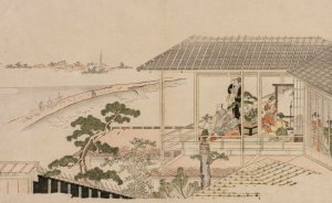 Moonrise Over the Nihon Embankment and the Yoshiwara by Kitagawa Utamaro Oil Painting