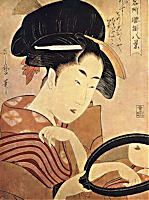 Okita of the Naniwaya Teahouse by Kitagawa Utamaro - Hand-Painted Oil Painting Reproduction