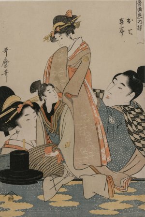 Oshichi and Kichisaburo by Kitagawa Utamaro Oil Painting