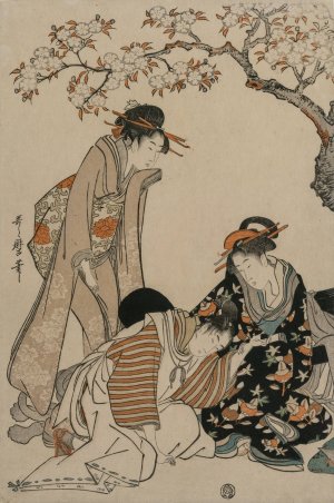 Parody of an Imperial Carriage Scene by Kitagawa Utamaro Oil Painting