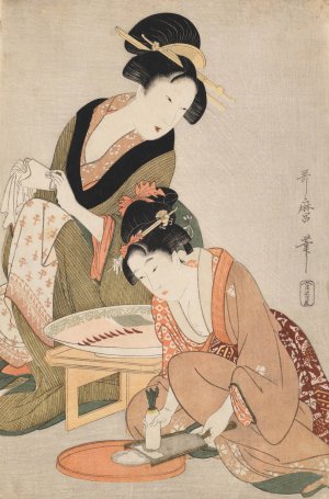 Preparing Raw Fish by Kitagawa Utamaro Oil Painting