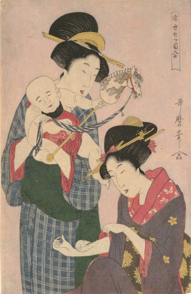 Rat and Horse  by Kitagawa Utamaro - Hand-Painted Oil Painting Reproduction