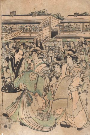 Scene in Yoshiwara by Kitagawa Utamaro Oil Painting