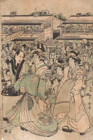 Scene in Yoshiwara by Kitagawa Utamaro Oil Painting