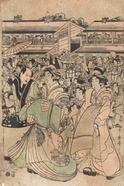 Scene in Yoshiwara  by Kitagawa Utamaro - Hand-Painted Oil Painting Reproduction