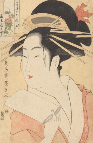 The Courtesan Kisegawa  by Kitagawa Utamaro - Hand-Painted Oil Painting Reproduction