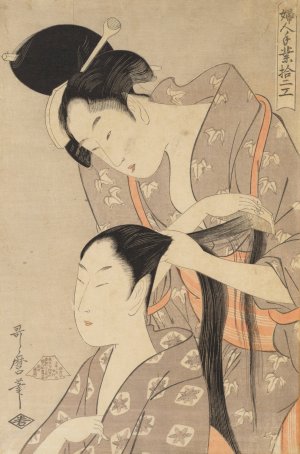The Hairdresser by Kitagawa Utamaro Oil Painting