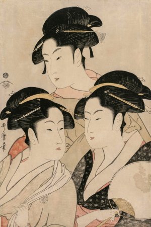 Tomimoto Toyohina, Takashimaya Ohisa, and Naniwaya Okita by Kitagawa Utamaro Oil Painting