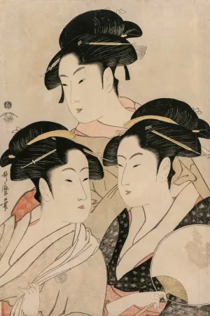 Tomimoto Toyohina, Takashimaya Ohisa, and Naniwaya Okita by Kitagawa Utamaro Oil Painting