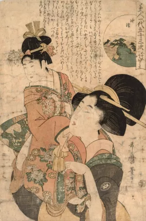 Woman Carrying a Child by Kitagawa Utamaro Oil Painting