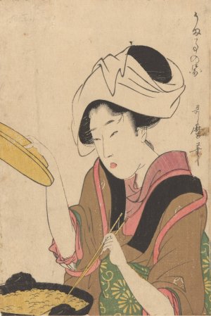 Woman Cooking by Kitagawa Utamaro Oil Painting