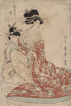 Woman of the Yoshiwara with Girl by Kitagawa Utamaro Oil Painting