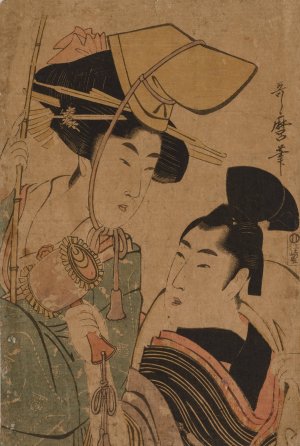 Woman Representing Good Fortune by Kitagawa Utamaro Oil Painting