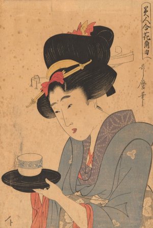 Woman Serving Tea at a Cafe by Kitagawa Utamaro Oil Painting